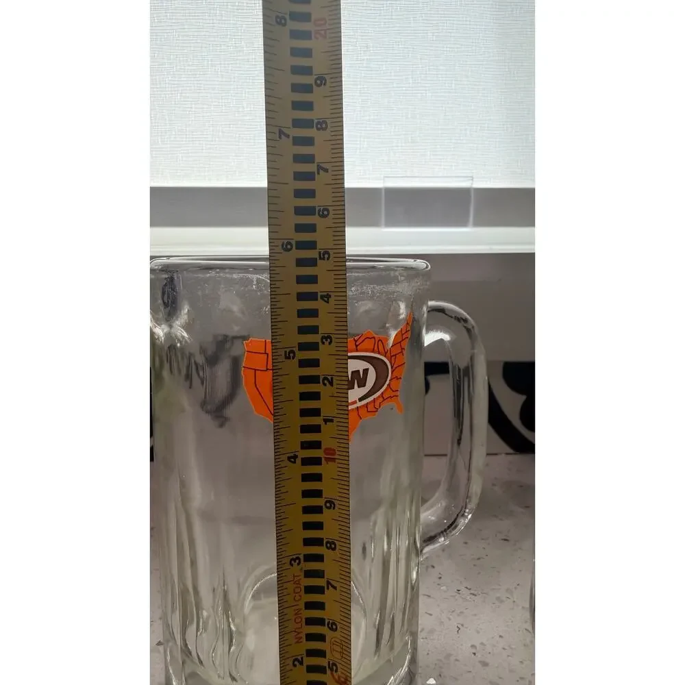 Vintage A&W Root Beer Glass Mugs Set of 2 Orange USA Map Logo Heavy Glass